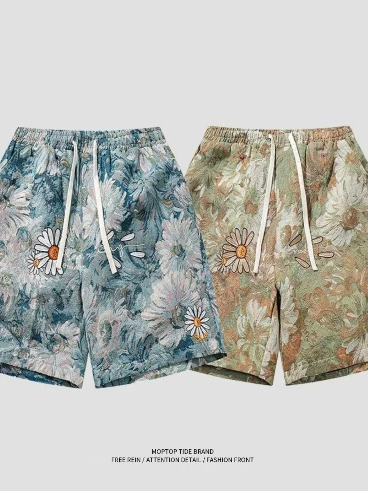 American Retro Men's Short Pants Summer New Style INS Trendy Beach Straight Loose Sports Casual Five-Quarter Pants