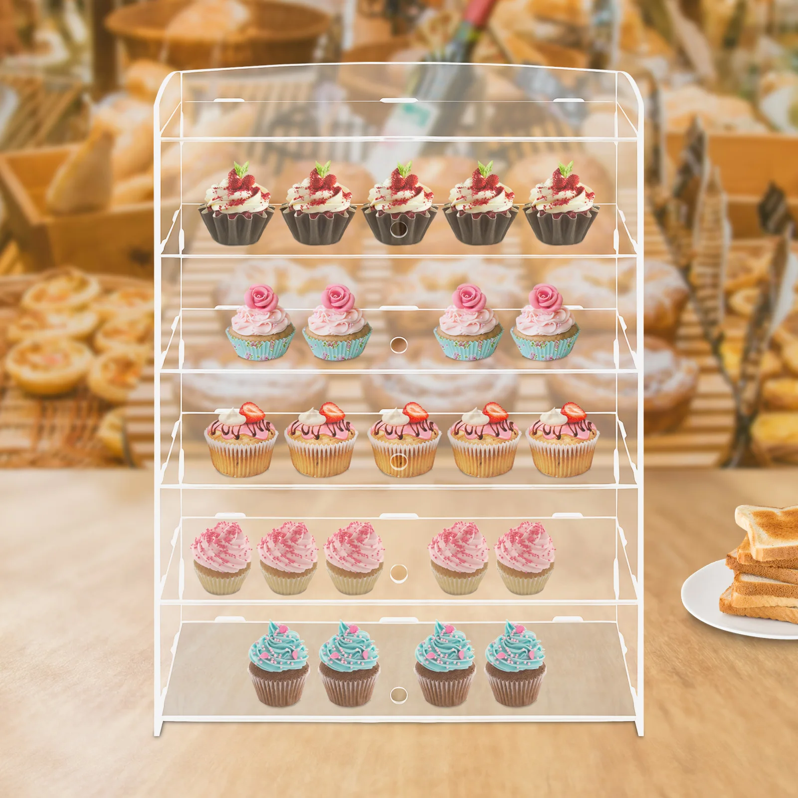 Acrylic Display Case Bakery Pastry Display Case Retail Display Counter Cases Acrylic Display Shelf Donut Cookie Display Cabinet