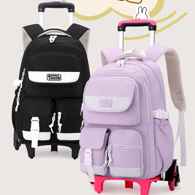 School Backpack with Wheels Trolley School Bags for Teenagers Girls Students Wheeled backpack Children School bag Travel Bags