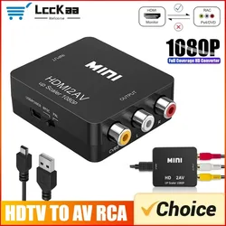 1080P HDMI-compatible To RCA Converter AV/CVBS L/R Audio Video Set Top Box Up Scaler MINI HD2AV Support NTSC PAL Output HD To AV
