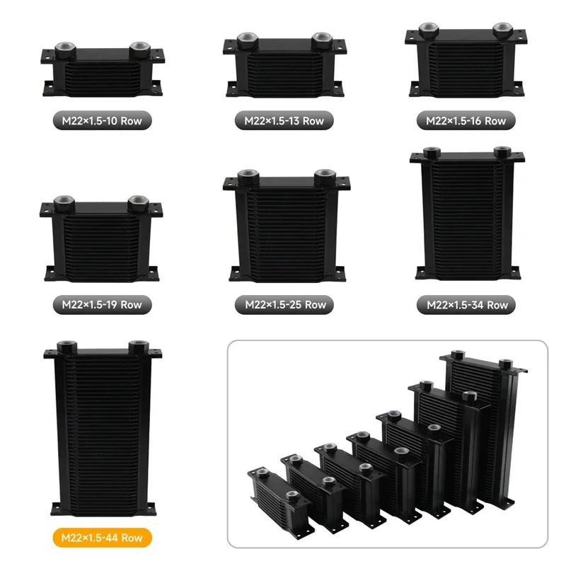 Universal Engine Transmission Aluminum M22*1.5 Female Oil Cooler 10/13/16/19/25/34/44 Row