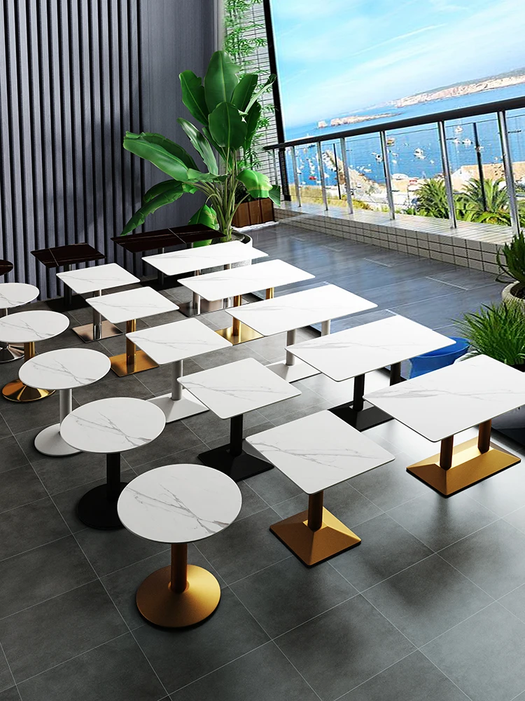 Modern minimalist coffee shop table milk tea fast food restaurant square table to discuss tables and chairs small round table