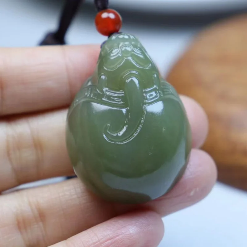 

Hetian green-white , pendant necklace, women's ornament, jade plaque, sweater