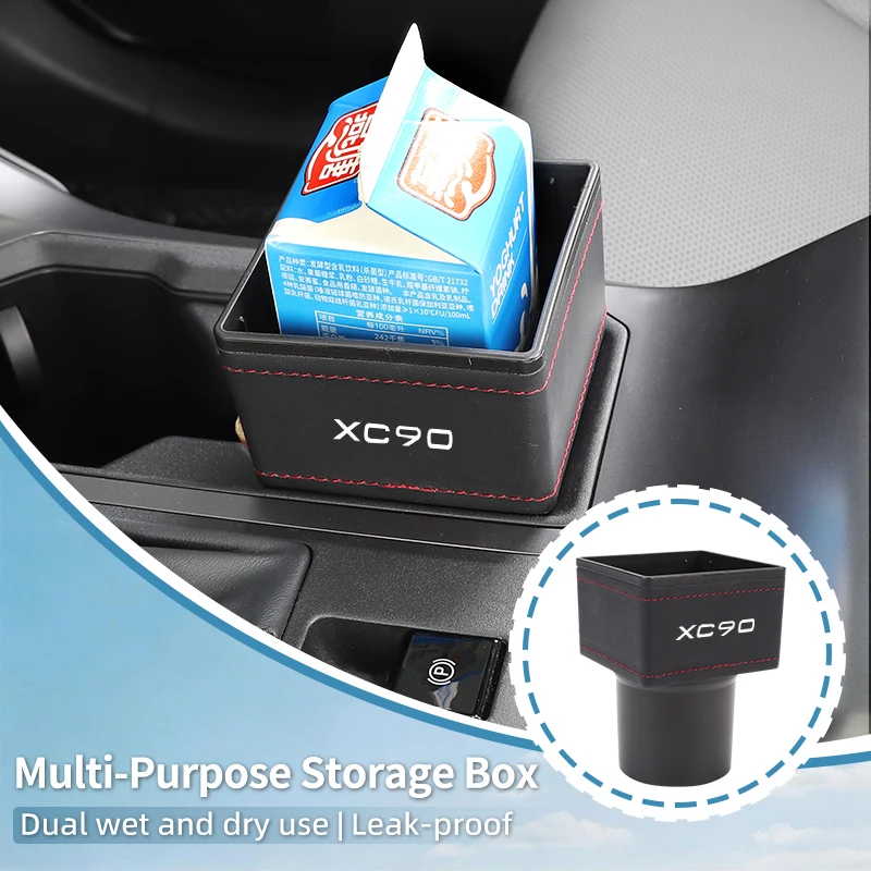 Universal Car Centre Console Storage Box Cup Holder Expansion For Volvo XC90 XC60 C30 T6 S60 C70 XC40 V40 XC70 V70 V60 V50