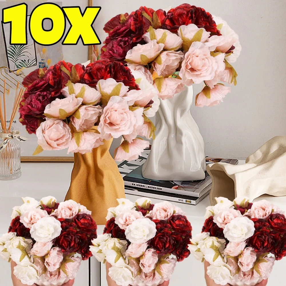 Artificial Rose Silk Cloth Flowers for Christmas Home Decor Wedding Bridal Hot Selling High Quality DIY Wreaths Holding Flowers