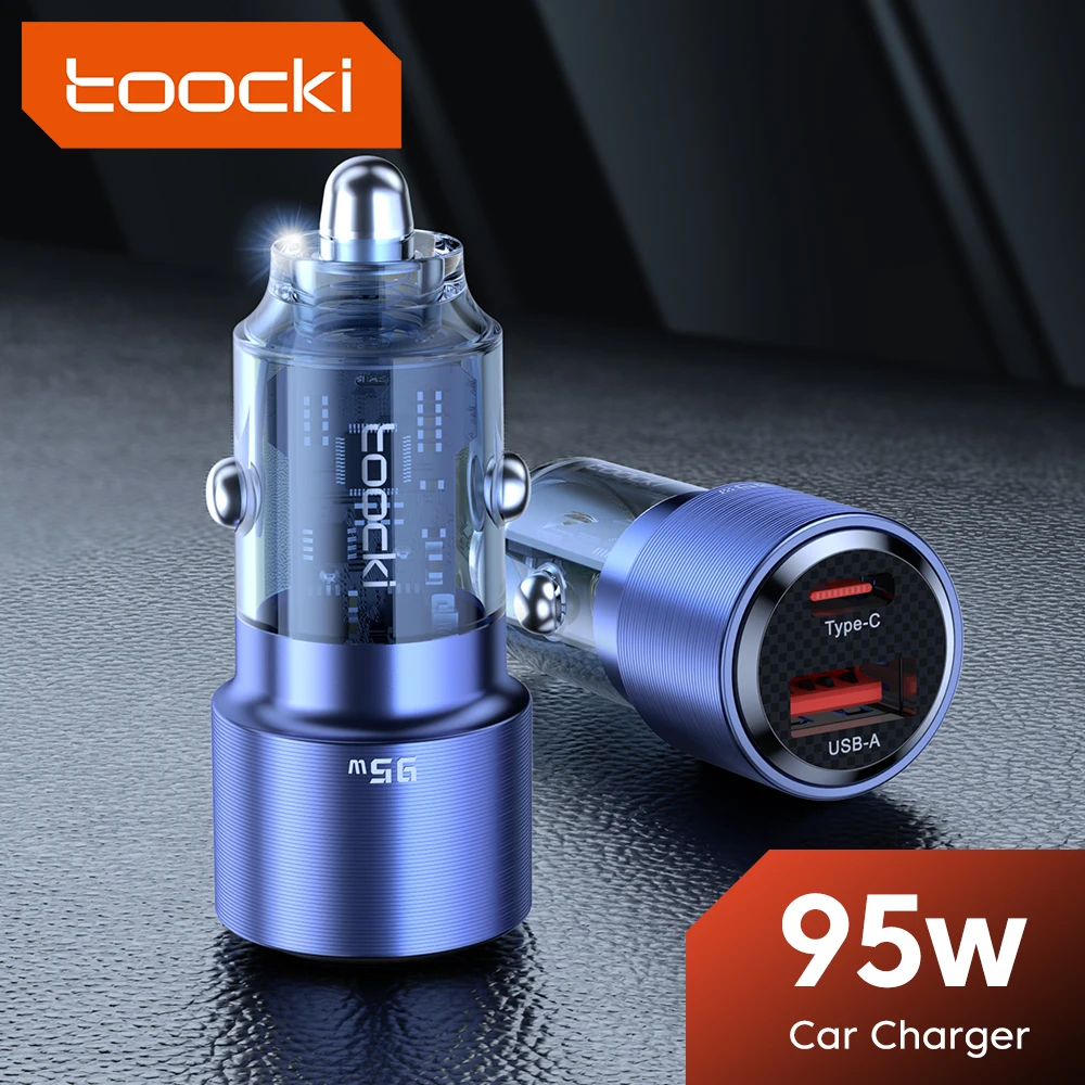 Toocki 95W USB Car Charger QC3.0 Fast Charging Type C Car Phone Charger For iPhone 13 12 Xiaomi POCO  Samsung Huawei