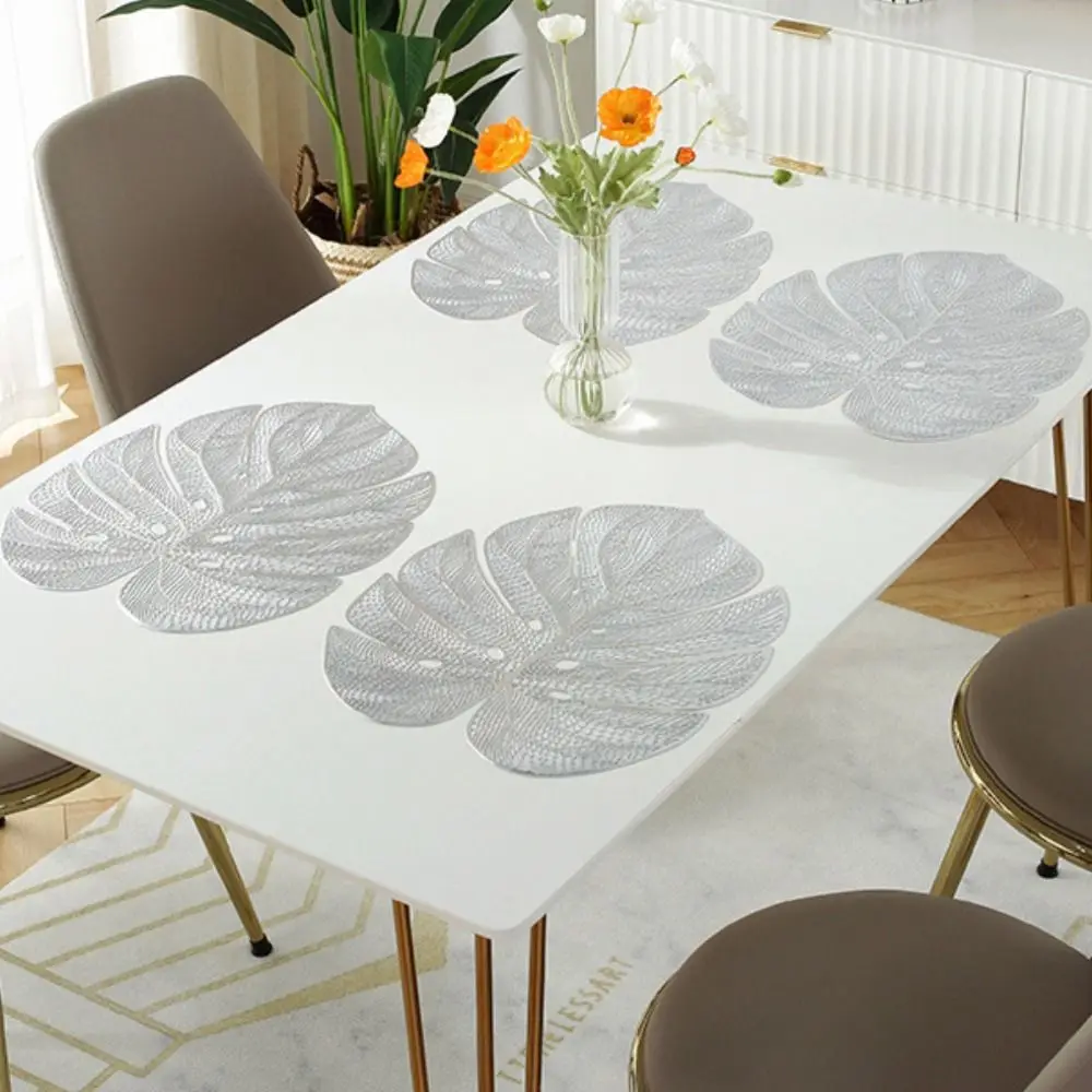 Hollow Leaf Shape Hollow Leaf Placemat Heat Resistant Waterproof Monstera Leaf Placemat PVC Material Anti Slip