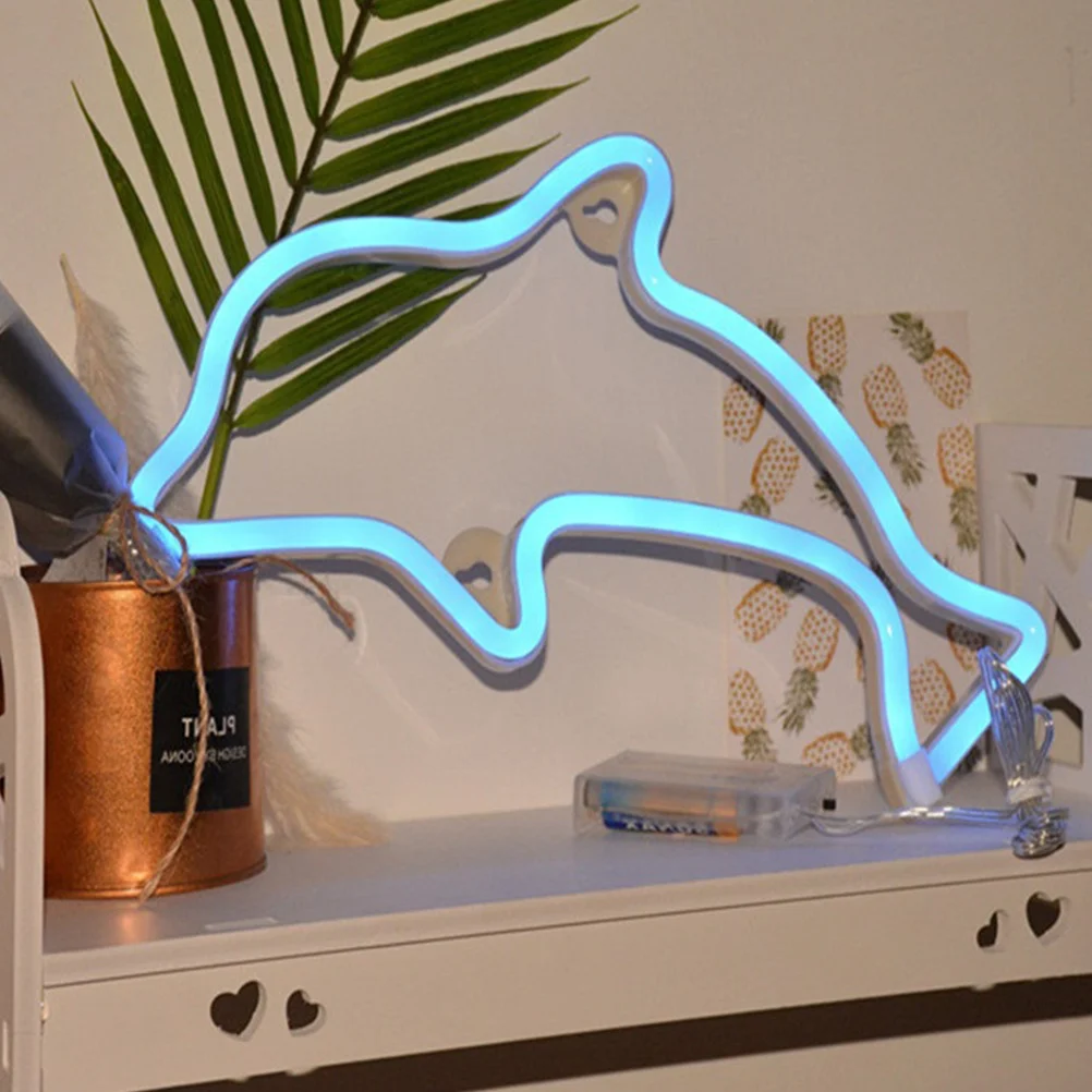 

Dolphin Night Lamp Durable Plastic White Cute Creative Night Light for Home Desktop Store Decoration Slip Protection