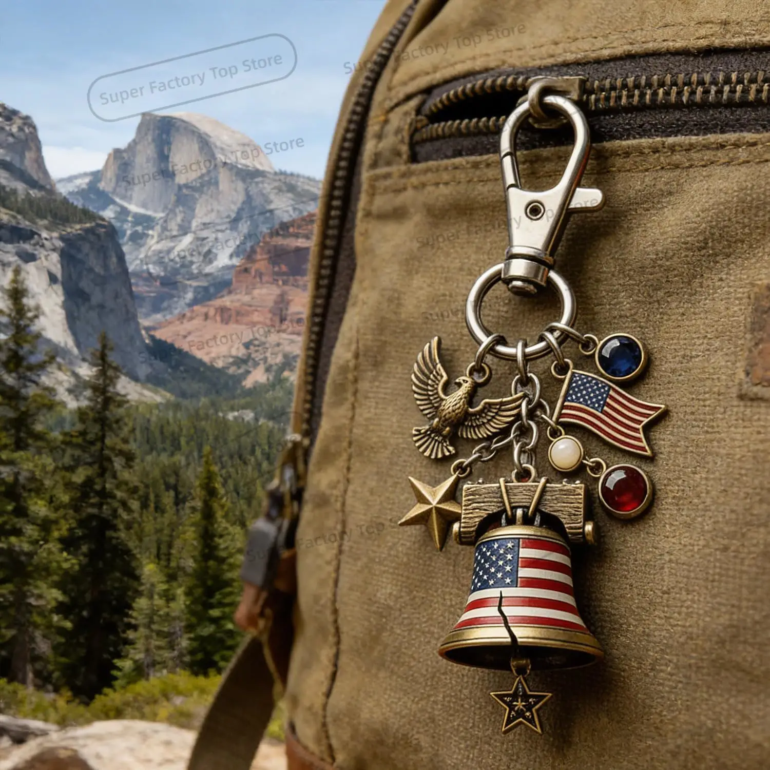 2026 New Durable Keychain 250th Anniversary Commemorative Keychain Brooch Set Metal Craftsmanship Owl Star Bell Charm Us Flag