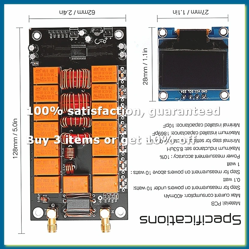 Mini ATU-100 Antenna Tuner 1.8-50MHz Automatic Antenna Tuner +OLED Firmware Programmed Amplifier Receiver finished kit-DT30