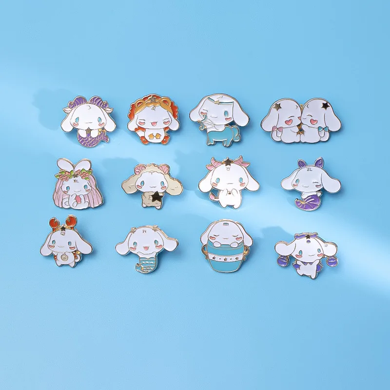 Sanrio Cinnamoroll Twelve Constellations Alloy Brooches Anime Hello Kitty Backpack Jacket Jewelry Bag Accessories Badge Fashion