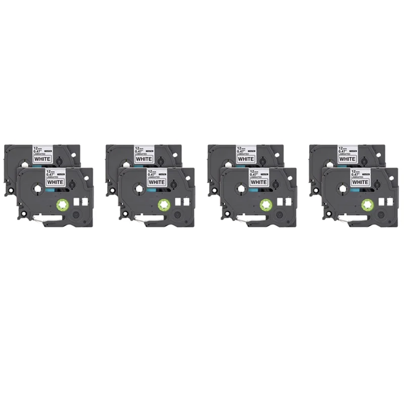 ABKJ-Label Tape Replacement For Brother P-Press Tze Label Tape 12Mm 0.47 Inch Laminated 26.2 Feet Black On White(8M),8-Pack