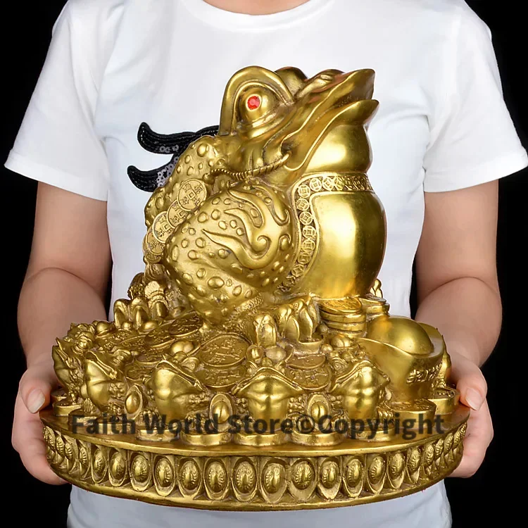 office home protective-efficacious Talisman House Protection Money Drawing JIN CHAN treasure FENG SHUI Brass statue 32 CM LARGE