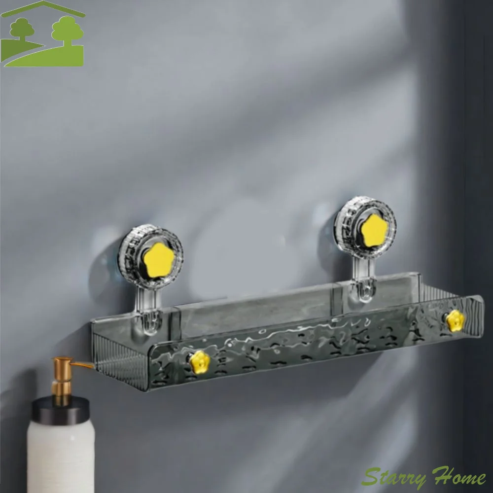 Plastic Suction Cups Shower Shelves Punch Free Wall Mounted Corner Storage Shelf Removable Rectangular/Triangular