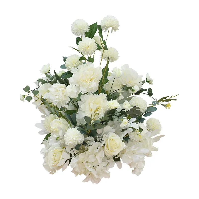 Im Freien weiße künstliche Blume Ball Hochzeit Hintergrund Anordnung Straße führende Blume Ball Wandbehang Blume Reihe Dekoration