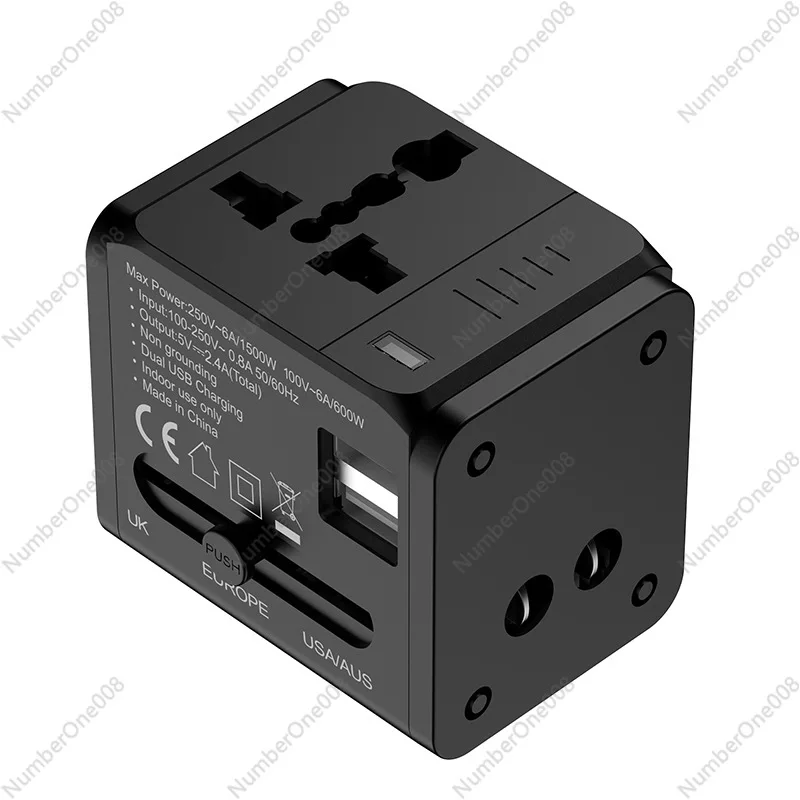 Multifunctional travel charger 2.4A current dual USB interface European standard US standard global pass conversion plug socket