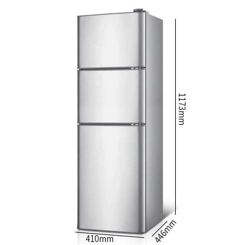 138L Mini Geladeira de três portas Mini Geladeira doméstica Refrigerador de refrigeração silencioso