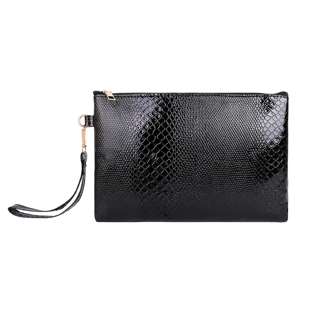 Women Wristlet Bag Fashion PU Leather Envelope Bag Female Casual Snake Print Day Pouch Purse for Travel Shopping