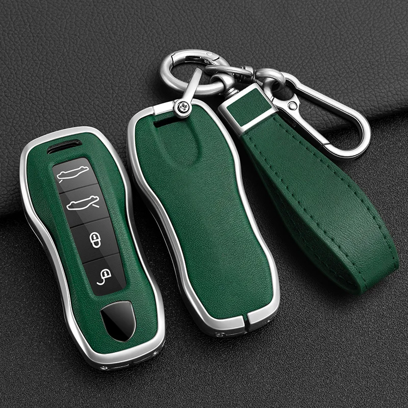 Alloy Car Key Case Cover Shell For Porsche New Cayenne Panamera 911 992 Taycan Car Protective Keychain Accessories