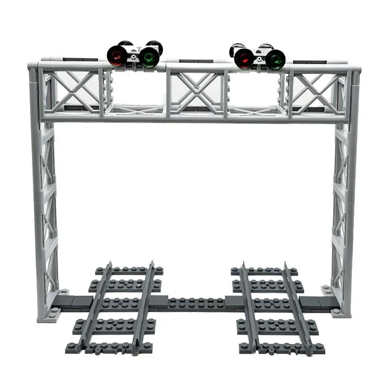 Kleine Bouwstenen Trein Scène Onderwijs Verhogende Rail/Verkeer Licht/Track/Spoorweg Tunnel Grot Onderdelen voor Montage Bricks speelgoed