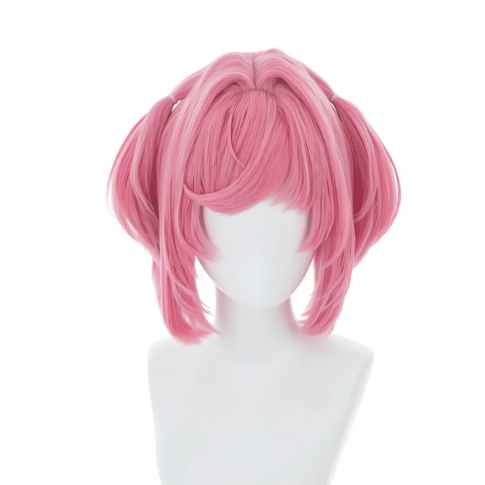 Peruka do cosplay anime Natsuki, damska, lolita, różowe włosy, zestaw z spinką i nakryciem głowy, odporna na ciepło, syntetyczna peruka pełna, rekwizyt na Halloween. — 2