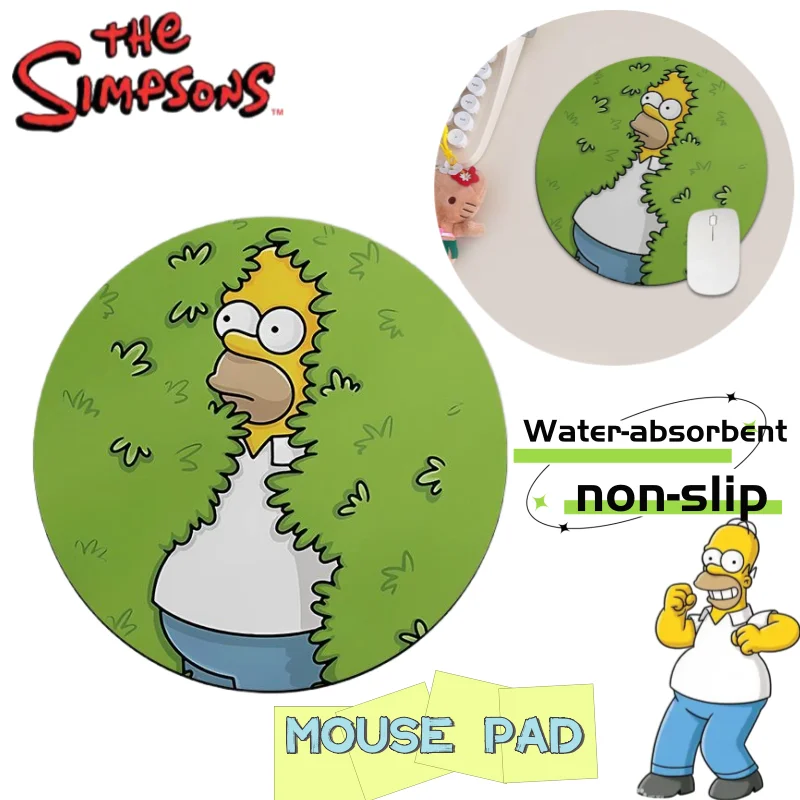 

The Simpsons Anime Character Cartoon Cute High-Appearance Round Desk Mat Kawaii Non-Slip Absorbent Mouse Pad Desktop Decoration