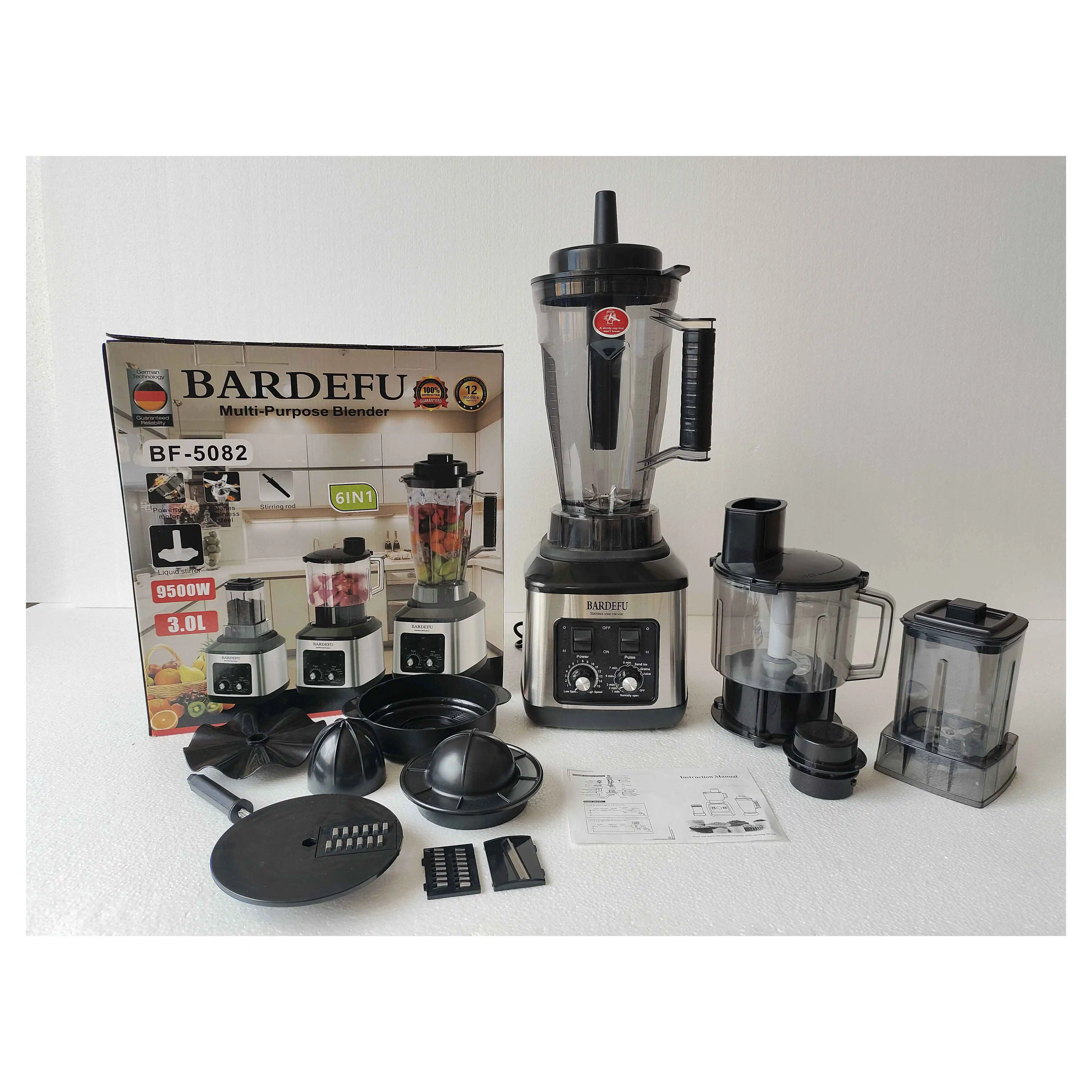 Espremedor e liquidificador elétrico comercial 6 em 205, máquina de cozinha prateada resistente de 3000 W para frutas e sucos frescos