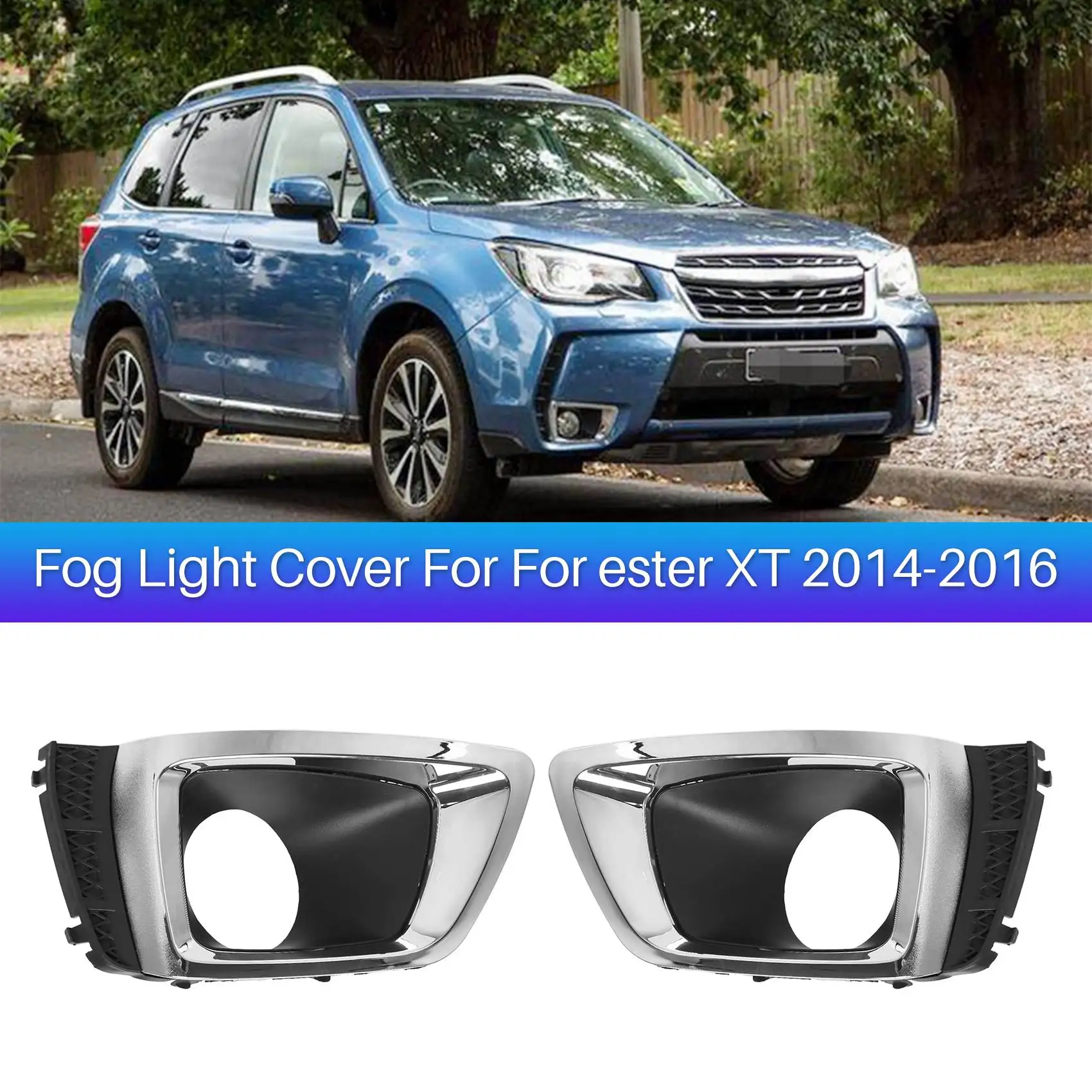 Car Chrome Fog Lamp Cover Grill Bezel Frame Trim Lamp Cover LED Headlight Fog Light for Subaru Forester XT 2014-2016