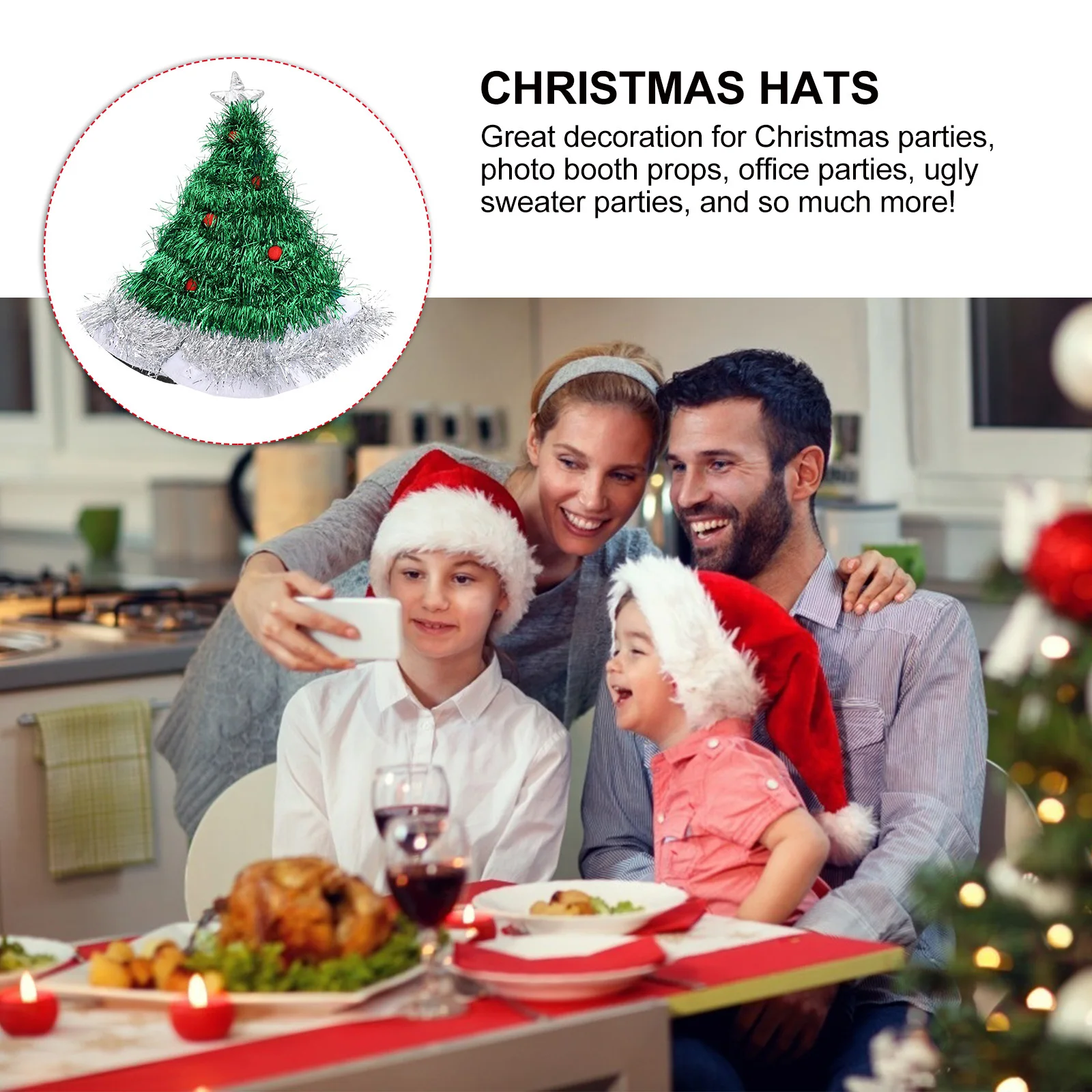 

Christmas Tree Headdress Lightweight Fun Accessory Great for Parties Photo Props Holiday Cheer Christmas Costume Prop