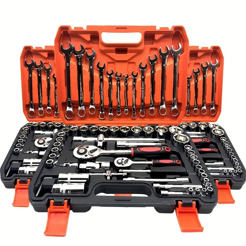 

OEM Support Auto Repair Tool Set Combination Socket Wrench Spanner in Plastic Hard Case DIY Grade