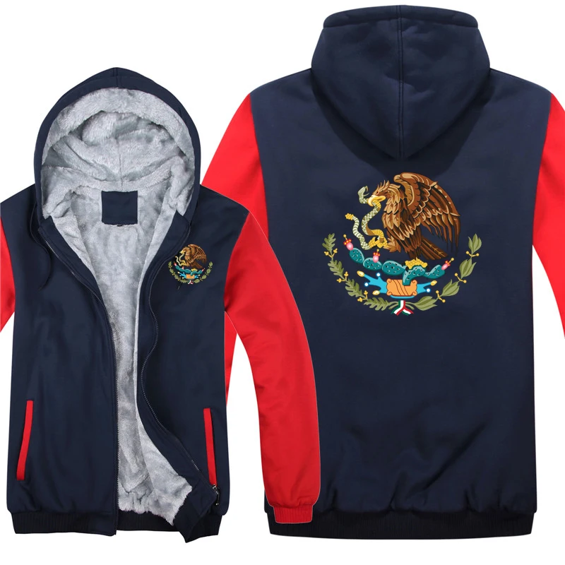 

Mexico National Emblem Hoodies Winter Thicken Coat Mexico Country Flag Sweatshirt Mans Pullover