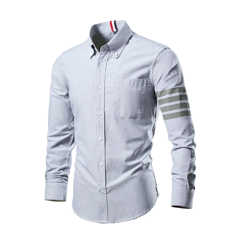 2024 Trend Mens Shirts Casual Soft Thin Cotton Slim Luxury Long Sleeve Striped Solid Shirt Male Streetwear M-8XL 1063