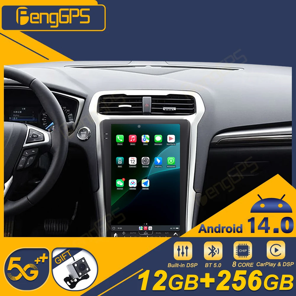 

12,3-дюймовый автомобильный радиоприемник CarPlay Android 14 для Ford Mondeo 2013-2020, мультимедийный плеер с сенсорным экраном, GPS-навигация, головное устройство DSP BT