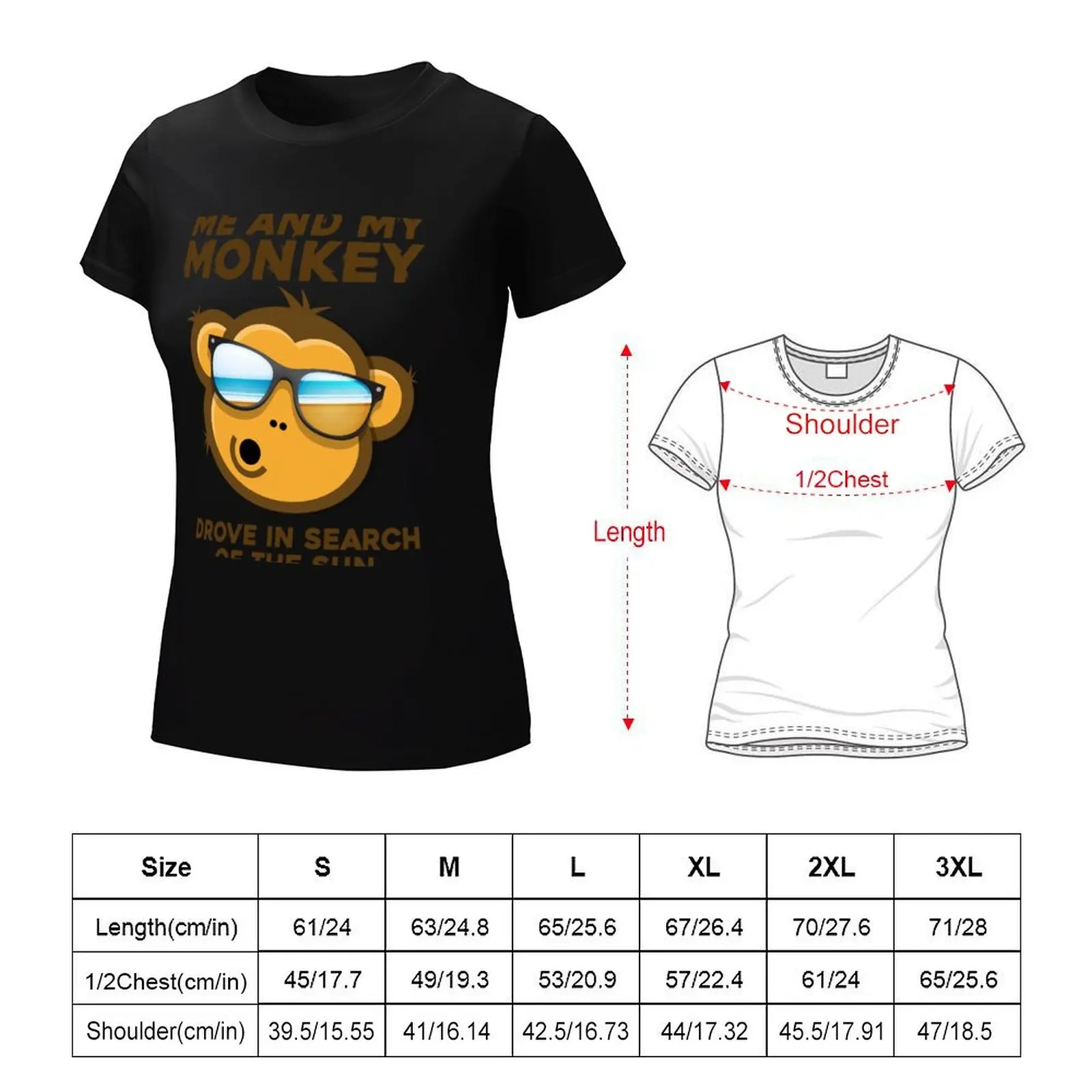 onkey Sun Humor Me and my Monkey Mind Crazyness T-Shirt plus size tops Short sleeve tee summer top Women's cotton t-shirt