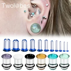 Twolobes 2PCS Pyrex Glass Stretching Kits Ear Gauges Plugs Comfy Expander Stretchers Piercing Hypoallergenic Body Jewelry