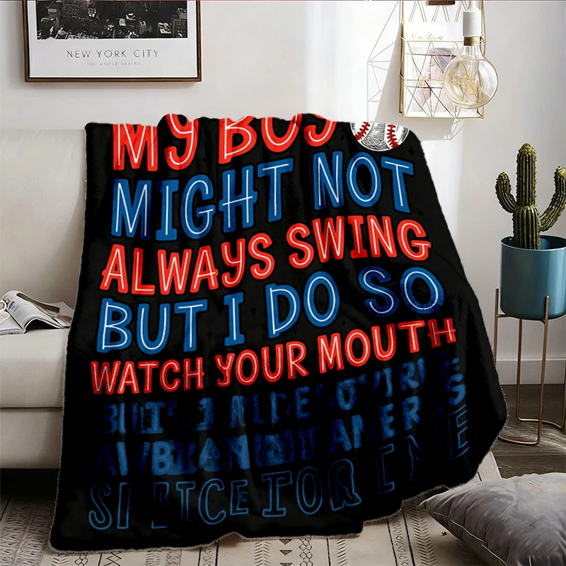 My Might Not Always Swing But I Do So Watch Your Mouth, Baseball Mom Flannel Blanket, Gameday Flannel Throw, Baseball
