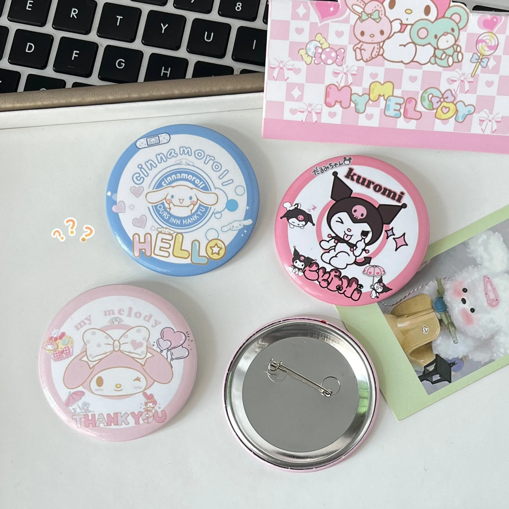 Miniso Sanrio Badge Kulomi KT Cartoon Brooch Pin ins Sweet and Cute Daily Variety Bag Accessories