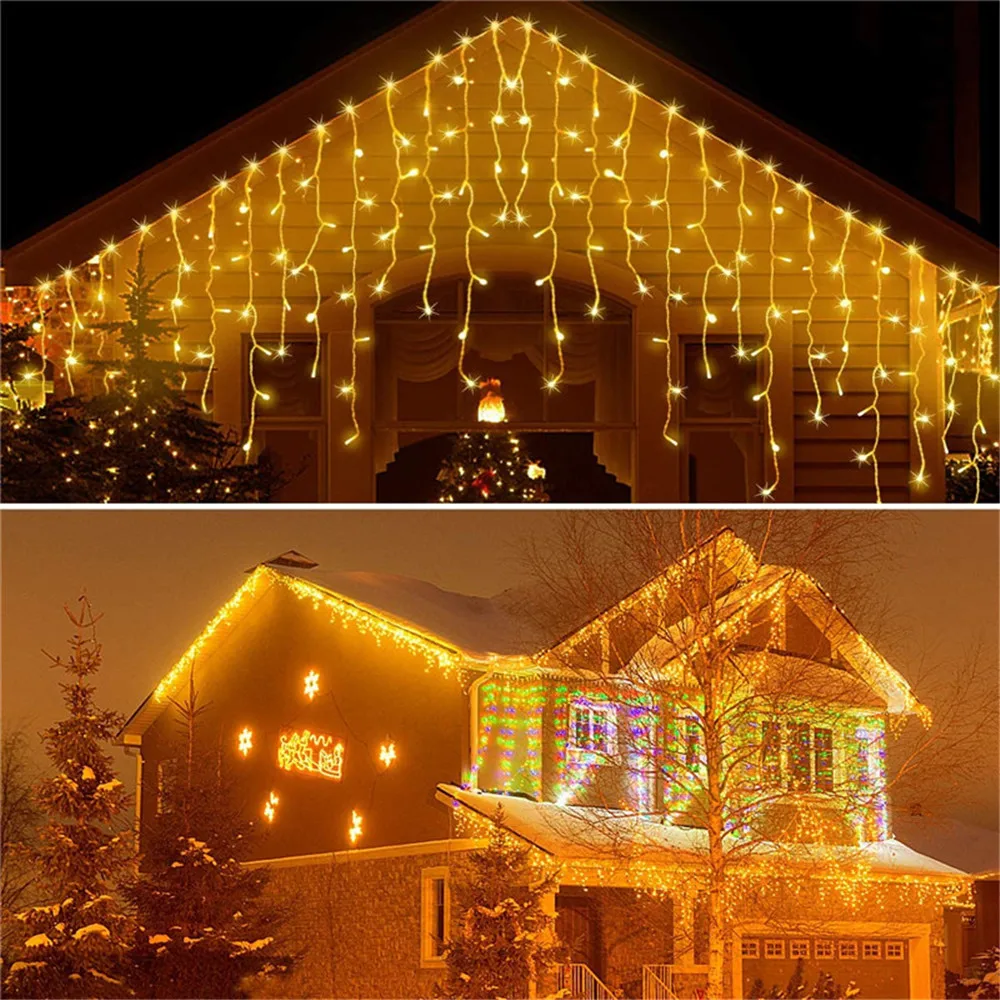 

Connector 4M x 0.4M 0.5M 0.6M led curtain icicle string lights led fairy lights Christmas lamps Icicle Lights Xmas Wedding Party