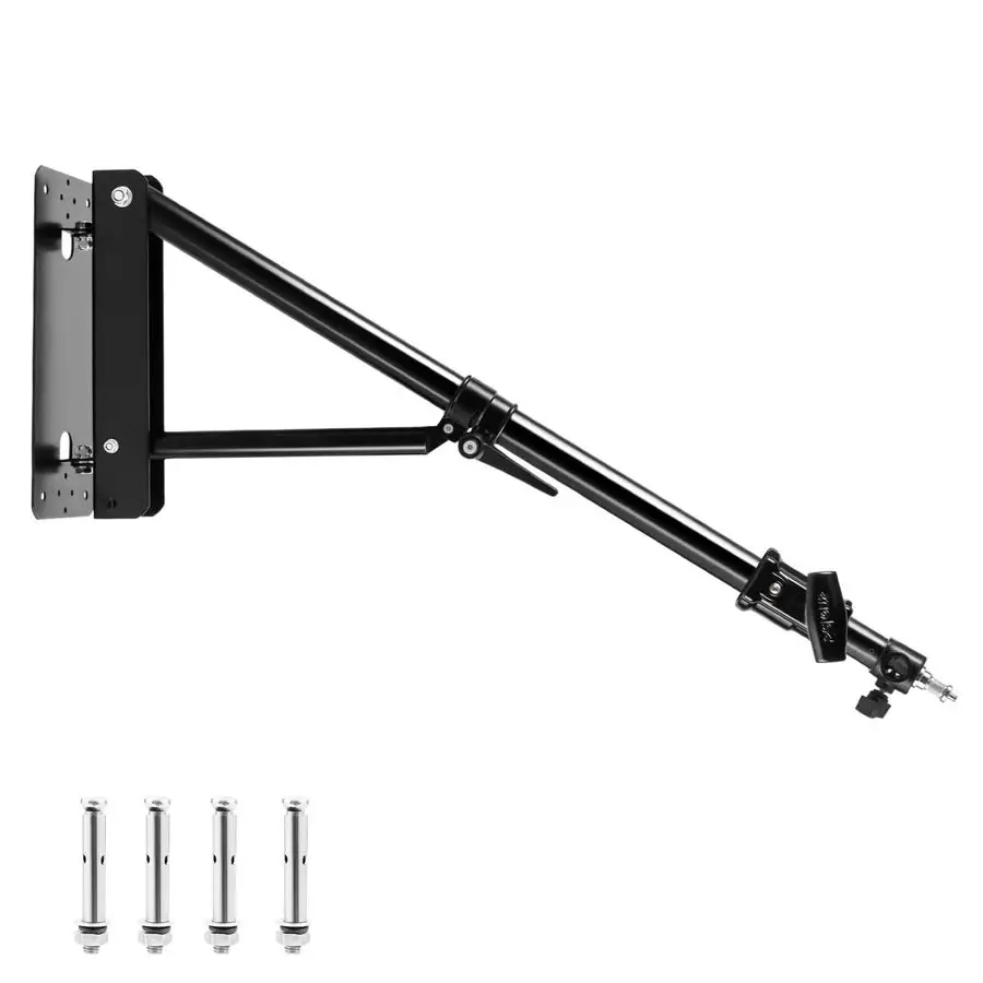 Wall Mount Boom Arm with Triangle Base, Max Length 51inches 130cm Adjustable Camera Mount Up to 4.26ft for Photography Studio Vi