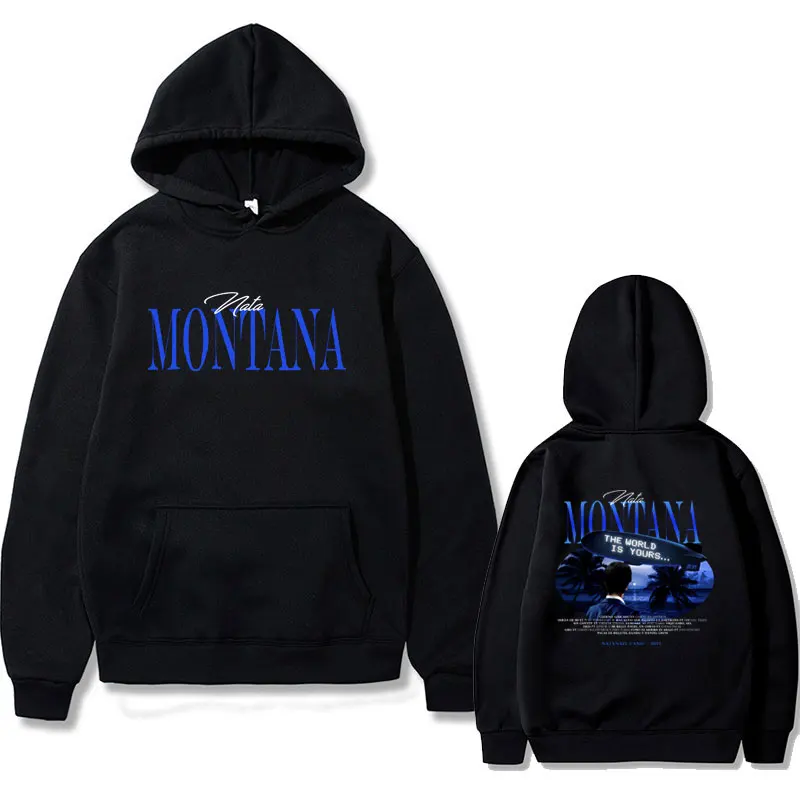 2025 Otoño/Invierno Natanael Cano Nata Montana el mundo es tuyo gráfico 100% algodón puro estampado Sudadera con capucha Hip Hop hombres de gran tamaño