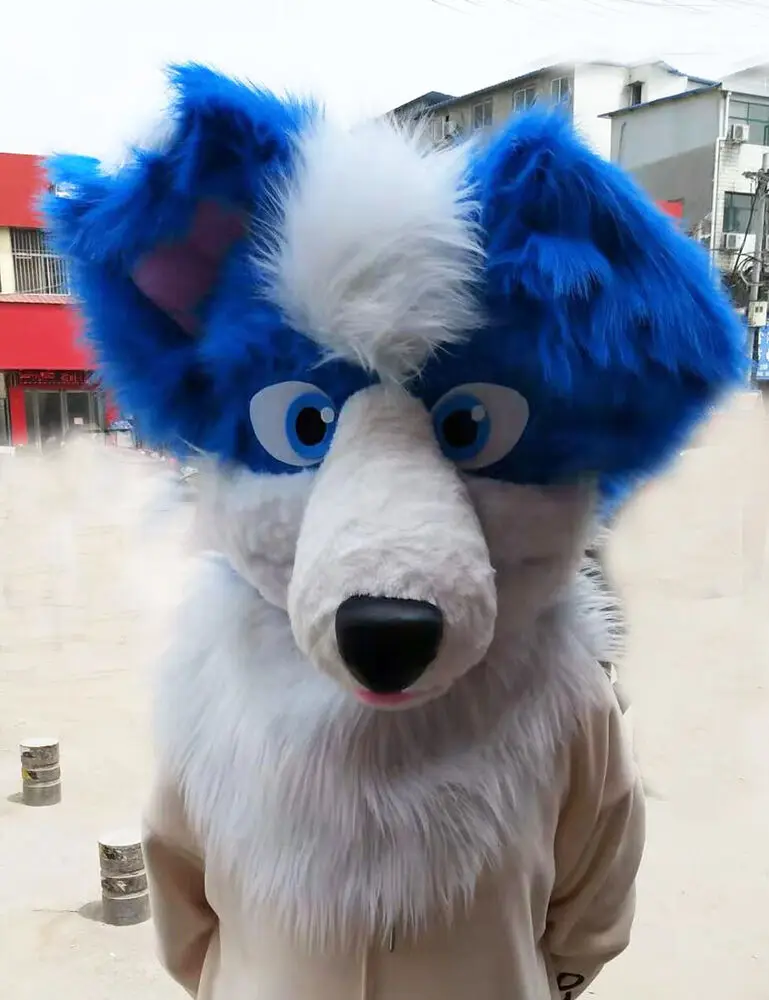 Long Hair Fox Husky Dog Mascot Head Shell Role-playing Party Adult Fluffy Head Performance Clothing