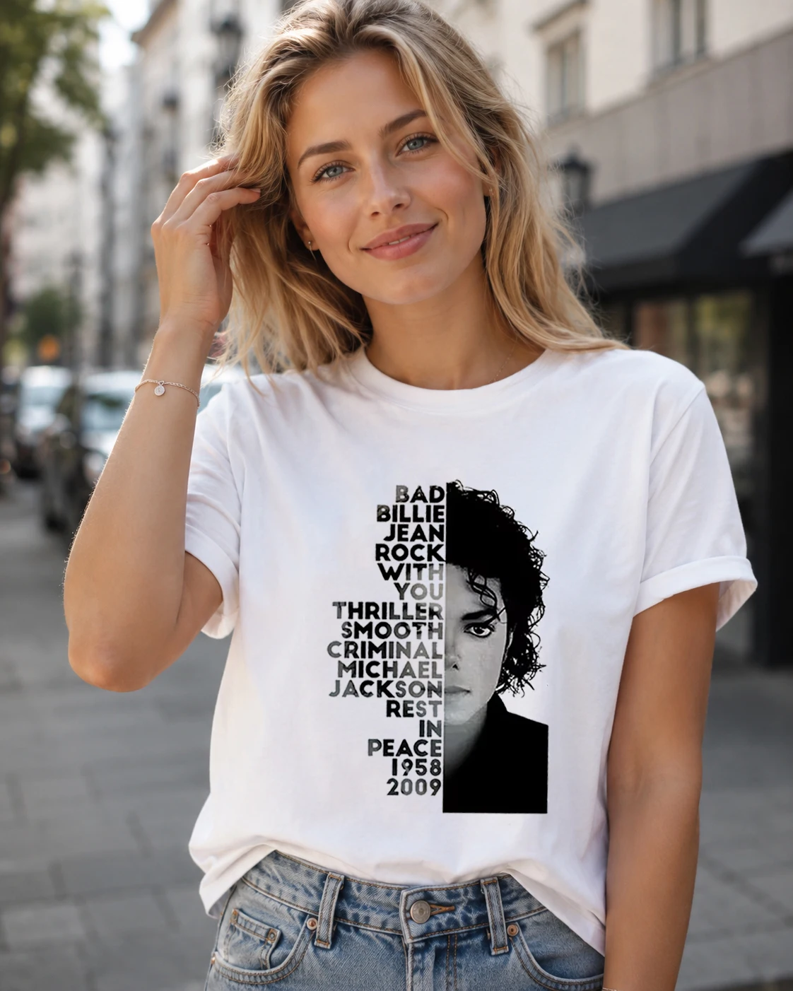 Michael Jackson King of Pop T Shirts Woman Short Sleeve King of Pop Era T-Shirt Casual Fashion Harajuku Kawaii Y2K Clothing view 2