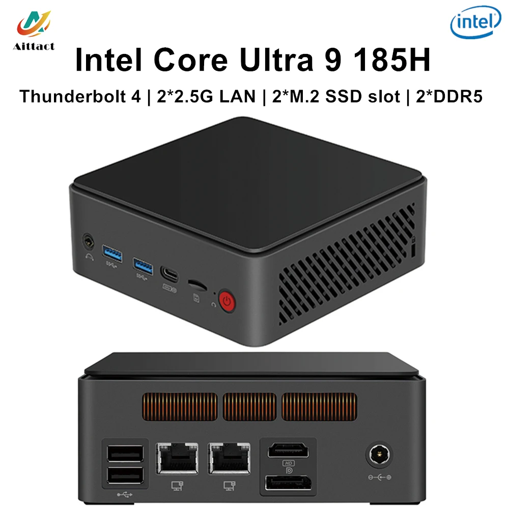

Игровой мини-ПК Aittact AI Intel Core Ultra 9 185H 7 155H Thunderbolt 4 2x2.5G LAN 2xPCIE4.0 слот 2xDDR5 Windows 11 Настольный Wi-Fi6