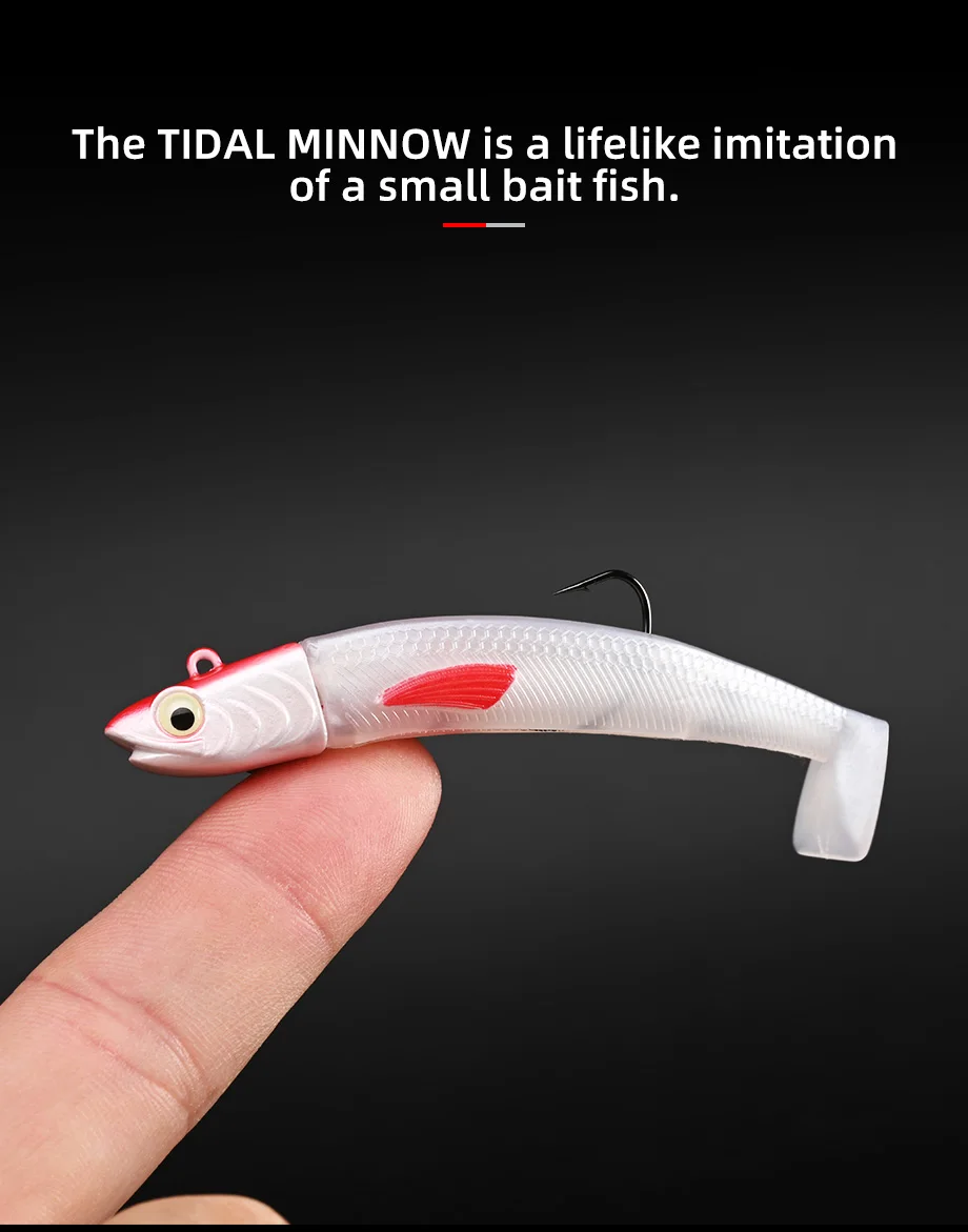 ALLBLUE Tidal Minnow 85mm 15,8g Schwarzer Weicher Angelköder Paddle Tail Jig Head Vinyls Vibration Künstlicher Köder Salzwasser-Ausrüstung – Detail 3