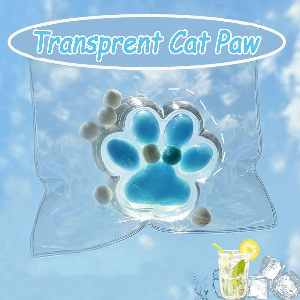 Mini Cat Paw Pinch Toy Slow Rebound Blingbling Stress Relief Toy PU Transparent Cube Sensory Toy Kids