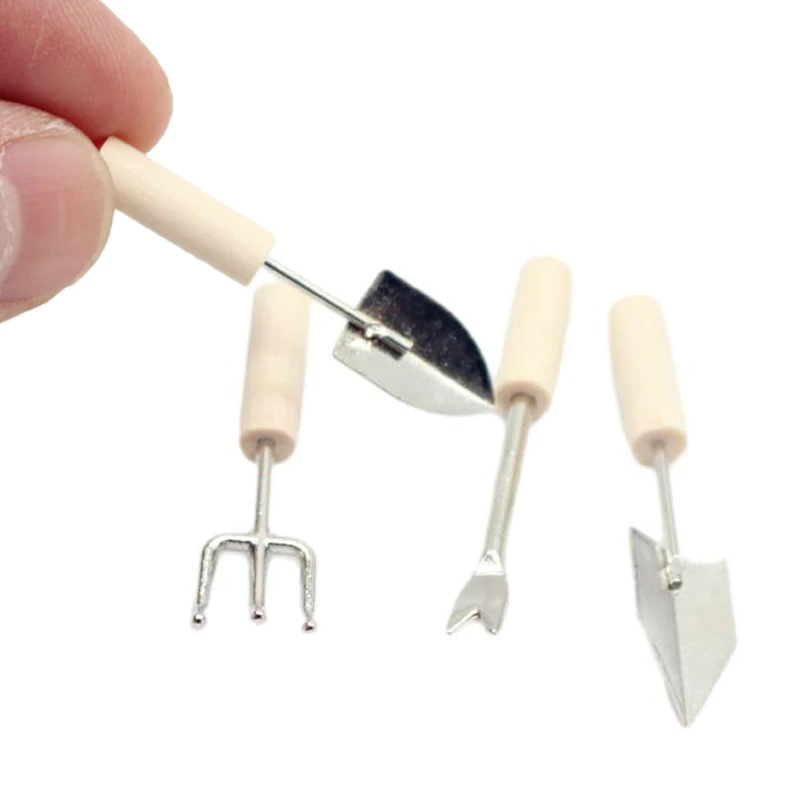 1:12 Poppenhuis Miniatuur Tuingereedschap Gieter Boerderij Gereedschap Tuinier Set Ketel Shovel Vork Buiten Binnenplaats Model Decor Speelgoed