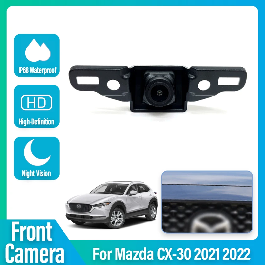 

New ！140deg fisheye 1280*720P HD CCD Car front view camera For Mazda CX-30 2021 2022 front grille parking camera Waterproof