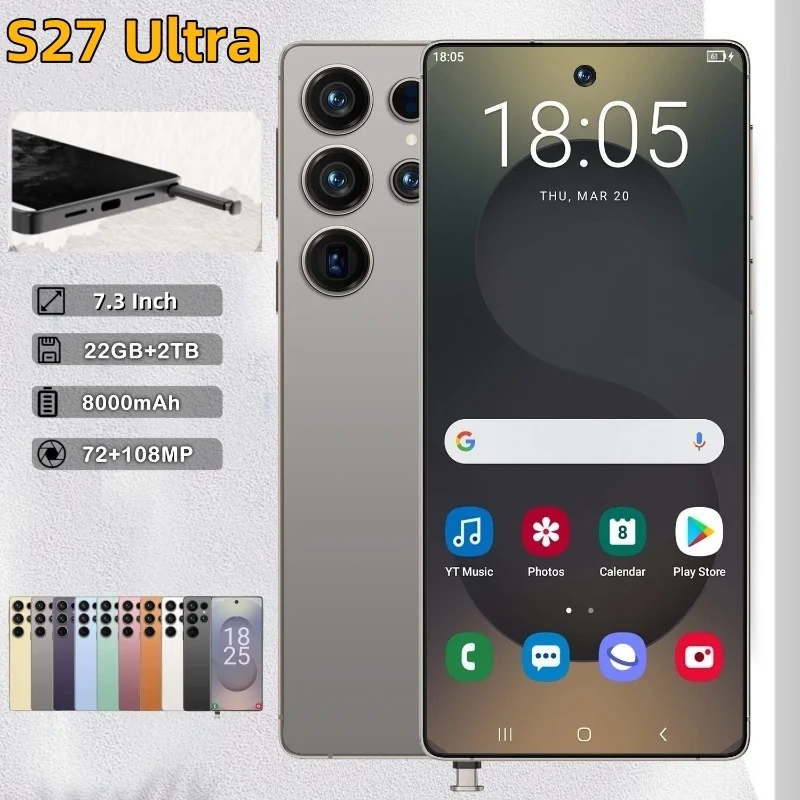 

HOT 2025 new S27 Ultra original intelligent 5G dual card dual standby Android 15 system global version phones 8000mAh battery