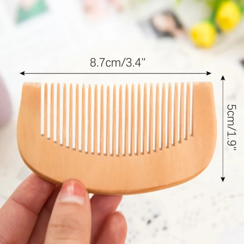 1Pc Natural Peach Wood Comb Close Teeth Anti-static Head Massage Beard Hair Care Tool Beauty Accessories Barber Women's Hairdres