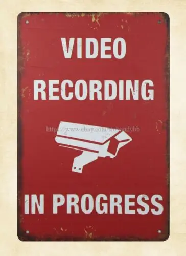 southwest home decor Video Recording in Progress metal tin sign